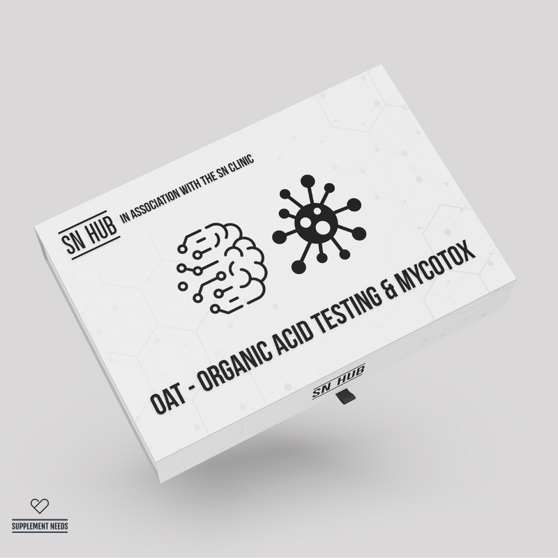 Box for organic acid testing and mycotox analysis SN Hub on a gray background