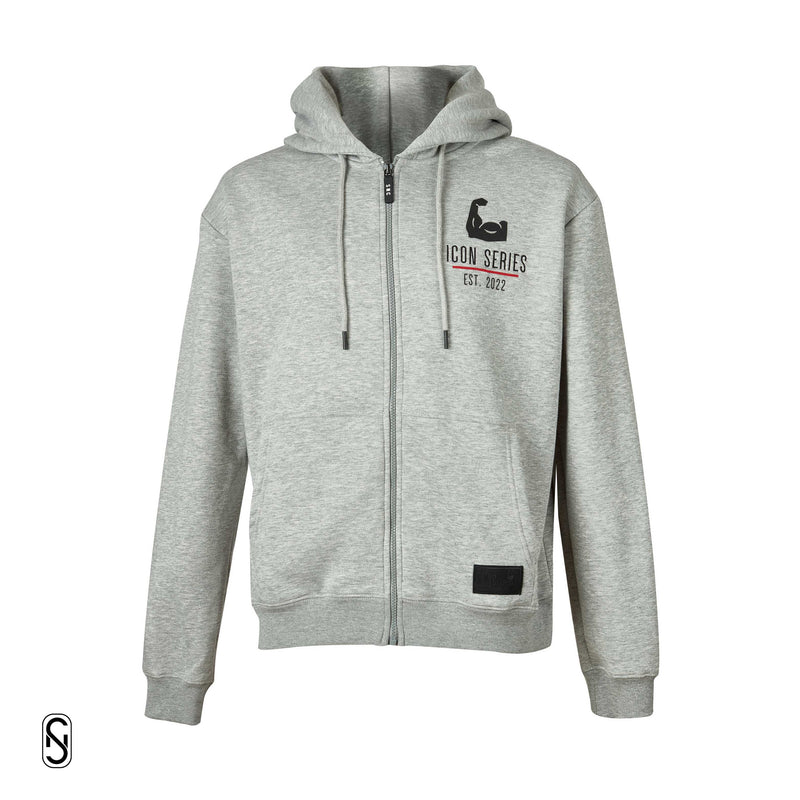 ICON Series Regular Fit Zip Through Hoodie - Grey Marl