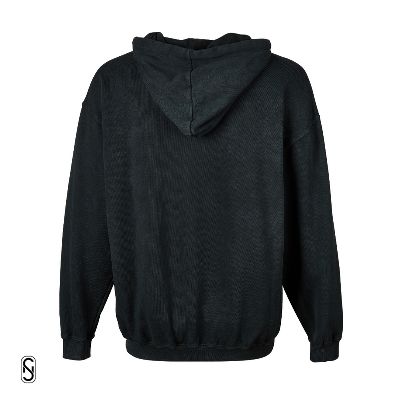 OVSD Drop Shoulder Acid Wash Hoodie - Vintage Black Acid Wash