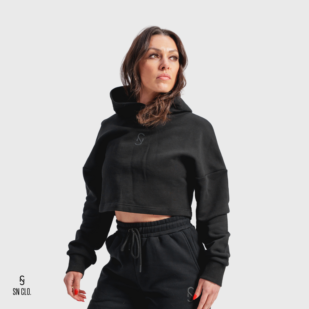 SN CLO. OVSD Cropped Hoodie - Black