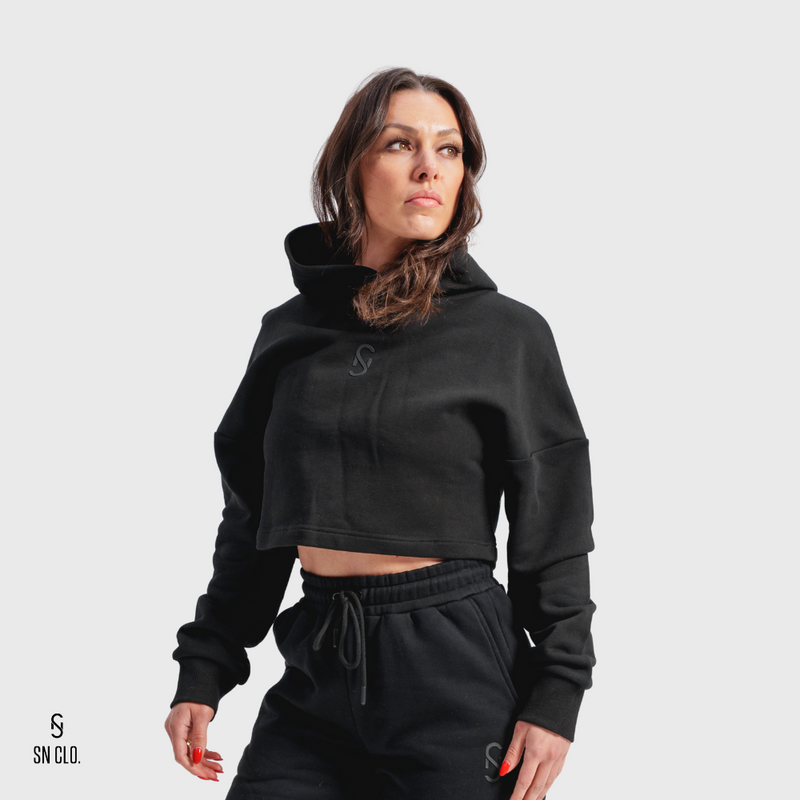 SN CLO. OVSD Cropped Hoodie - Black
