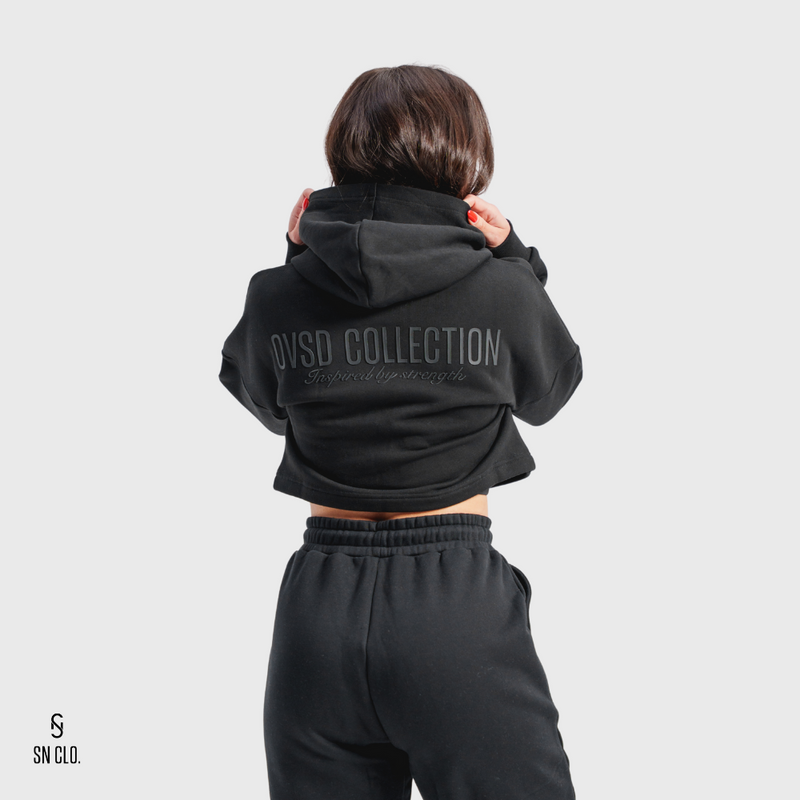 SN CLO. OVSD Cropped Hoodie - Black