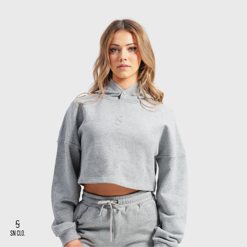 SN CLO. OVSD Cropped Hoodie - Grey