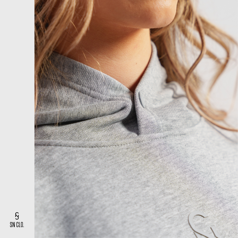 SN CLO. OVSD Cropped Hoodie - Grey