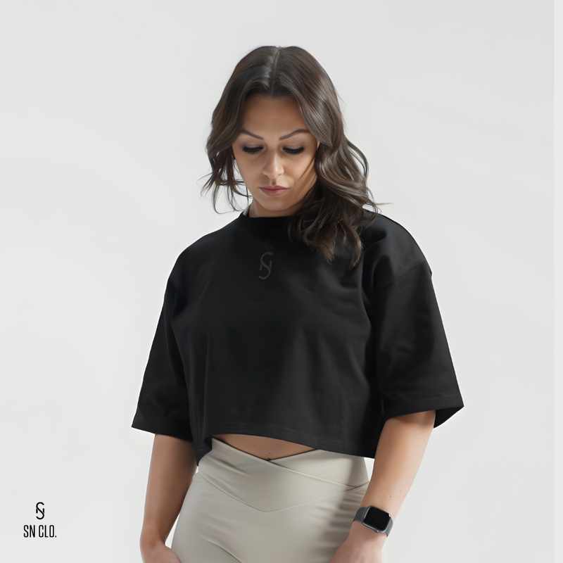SN CLO. OVSD Cropped Tee - Black