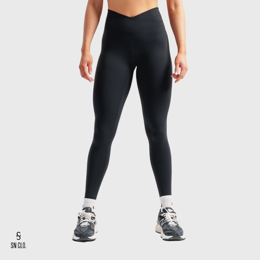 SN CLO. Cross Over Leggings - Jet Black