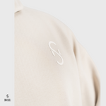 Beige hoodie with a white SN Clo. logo on a light grey background