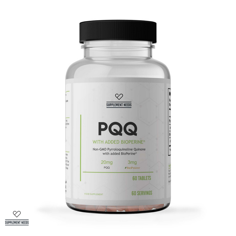 Supplement Needs PQQ Bioperine Black Pepper Extract non GMOHigh Absorption Bioavailability 60 tablets servings Mitochondria Energy Metabolism Health Range