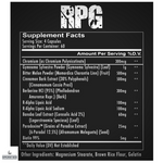 RPG nutrition label at supplement needs